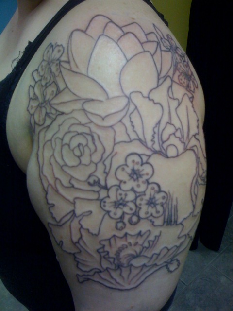 Outline of tattoo - Erica Flannes at Ink Spot - Jackson, MS